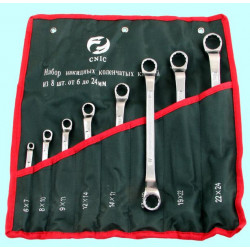 Набор ключей из 10 шт 6х7-30х32 накидных коленчатых покрытие хром в сумке  (CNIC) 50076