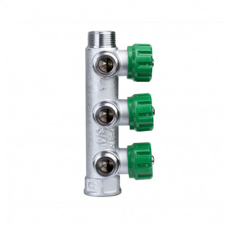 Коллектор 1" 3 выхода с кранами 3/4 хром FK3822 134