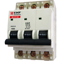 Выключатель автоматический 16А  ВА 47-63 4,5кА 3-полюсный EKF PROxima