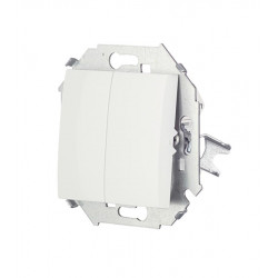 Выключатель SIMON 15 проходной (переключатель) двухклавишный скрытой установки белый без рамки